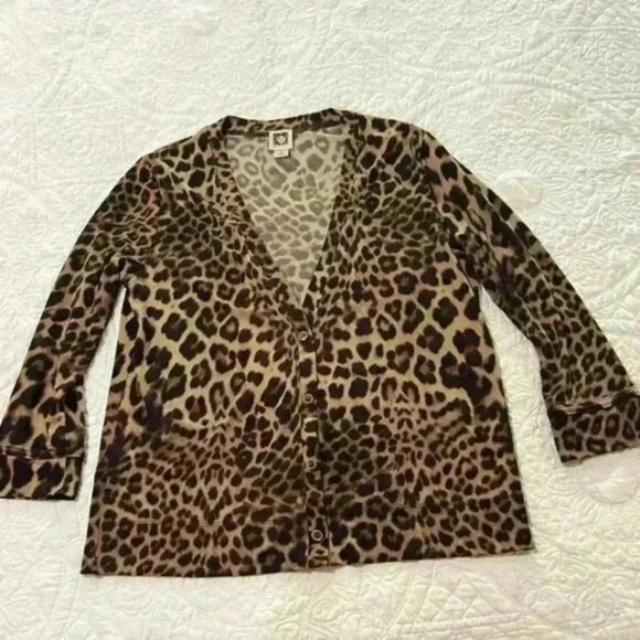 Anne Klein‎ Leopard print cardigan - Size Small - Picture 1 of 5